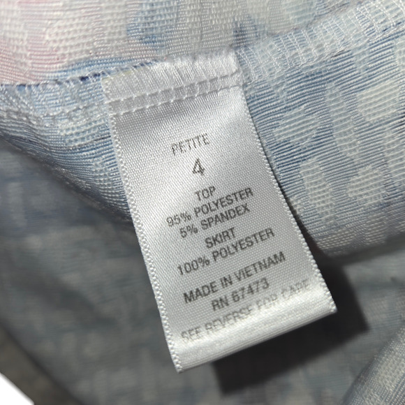 CB Est‎ 1962 Womens Size 4 Petite Floral Dress Navy Blue Stretch Sleeveless - Picture 15 of 16